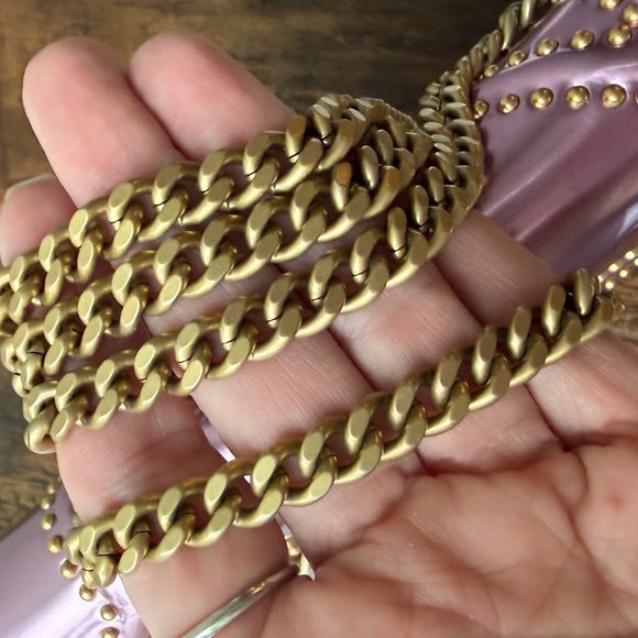 🌸Dior Metallic Pink Studded Diorama Wallet on Chain Crossbody Bag - Picture 13 of 16